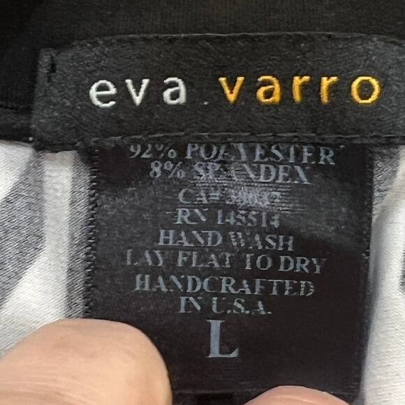Eva Varro Size L Geo Print Relaxed Fit Tunic Top Blouse Stretch Long Sleeve - Picture 6 of 6